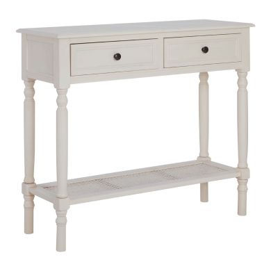 Heritage Wooden Console Table In Antique White With 2 Drawers