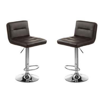 Baina Black Faux Leather Seat Bar Stool With Chrome Base In Pair