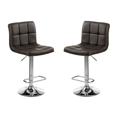 Baina Faux Leather Seat Bar Stool In Black With Chrome Base In Pair