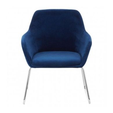 Stockholm Fabric Bedroom Chair in Blue With Stainless Steel Legs