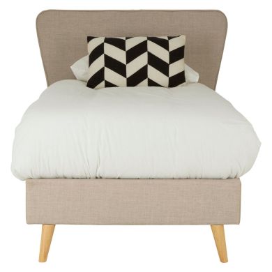 Scandinavian Hopsack Fabric Single Bed In Beige