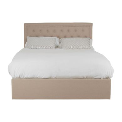 Hannah Hopsack Fabric Ottoman Double Bed In Beige