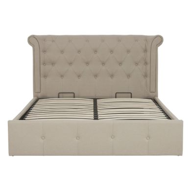 Edison Hopsack Velvet King Size Bed In Beige