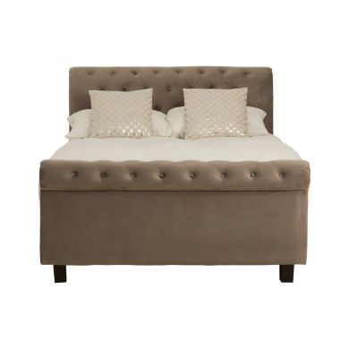 Orlando Velvet Ottoman Double Bed In Vintage Accent