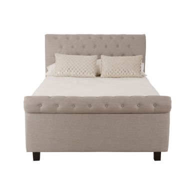 Orlando Hopsack Fabric Ottoman Double Bed In Light Grey