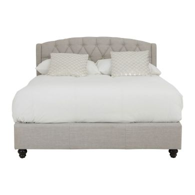 Josephine Hopsack Fabric Double Bed In Light Grey