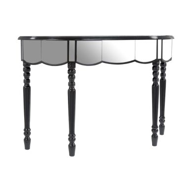 Tiffany Mirrored Console Table In Silver and Black