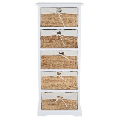 Ashby Wooden Chest 5 Drawers In White