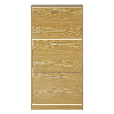 Magren Wooden Shoe Stroage Cabinet In Brown With 3 Flip Doors