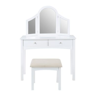 Otto Wooden Dressing Table And Stool In White