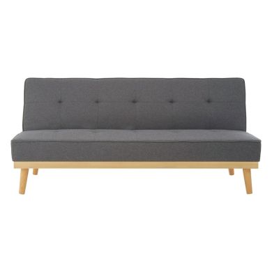 Stockholm Fabric 3 Seater Sofa Bed In Grey With Rubberwood Legs