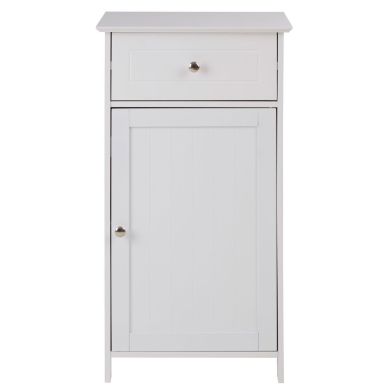 Portern Pine Wood Storage Cabinet In White 1 Door And 1 Drawer