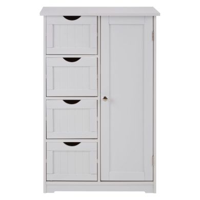 Portern Wooden Bathroom Storage Cabinet With 1 Door And 4 Drawers In White