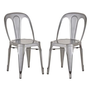 Grange Grey Metal Dining Chairs In Pair