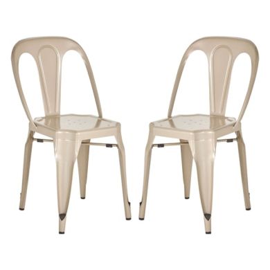 Grange Champagne Metal Dining Chairs In Pair