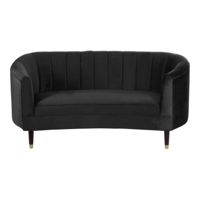 Maame Fabric 2 Seater Sofa In Black With Wooden Legs