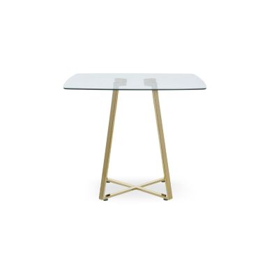 Metropolitan Square Clear Glass Top Dining Table With Gold Iron Legs