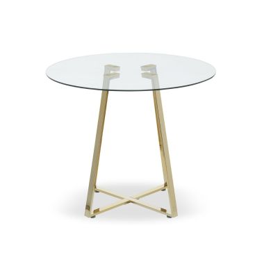 Metropolitan Round Clear Glass Top Dining Table With Gold Iron Legs