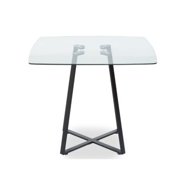 Metropolitan Square Clear Glass Top Dining Table With Black Iron Legs
