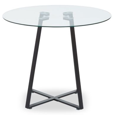 Metropolitan Round Clear Glass Top Dining Table With Black Iron Legs