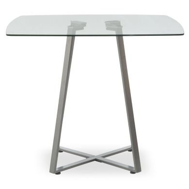 Metropolitan Square Clear Glass Top Dining Table With Grey Iron Legs