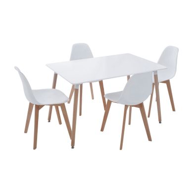 Varberg Wooden Dining Table With 4 Chairs In White