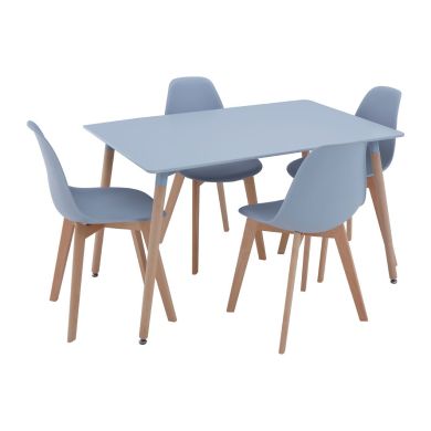 Varberg Wooden Dining Table With 4 Chairs In Grey