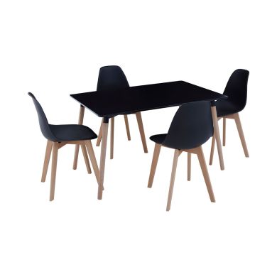 Varberg Wooden Dining Table With 4 Chairs In Black