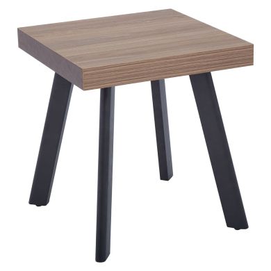 Oakwill Square Wooden Side Table In Oak With Black Metal Frame