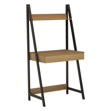 Bradbury Wooden Laptop Desk In Natural Oak With Black Metal Frame
