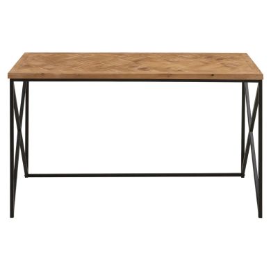 Kickford Wooden Console Table In Natural With Black Iron Frame