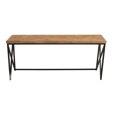 Kickford Wooden Coffee Table In Natural With Black Iron Frame