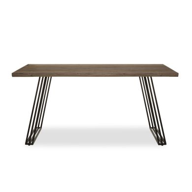 Adele Rectangular Wooden Dining Table In Light Brown With Black Metal Legs