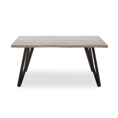 Andry Rectangular Wooden Dining Table In Grey With Black Metal Legs