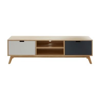 Watson Wooden TV Stand In Natural With 2 Drawers And Shelf