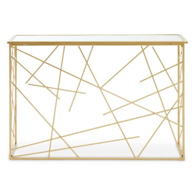 Farran Mirror Top Console Table With Gold Metal Frame