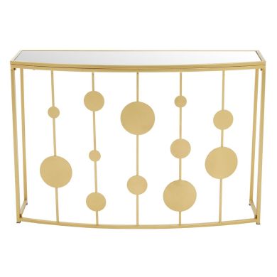 Farran Glass Console Table With Mirror And Gold Metal Frame