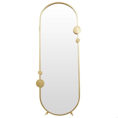 Farran Pill Shape Floor Mirror In Champagne Gold