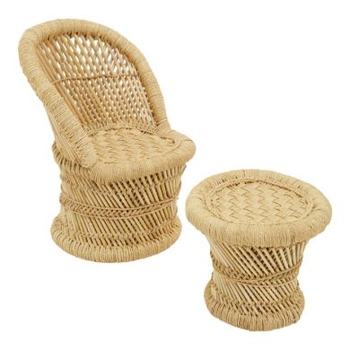 Rowton Bamboo Chair And Stool In Natural