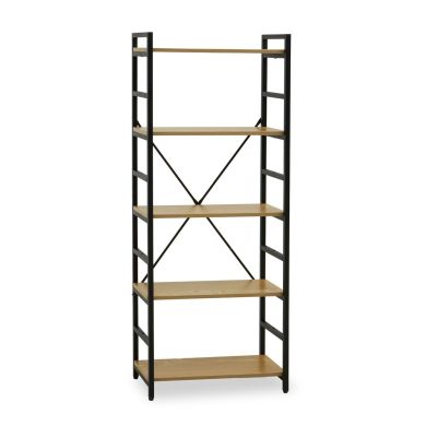 Laxton 5 Tier Wooden Shelving Unit In Light Yellow