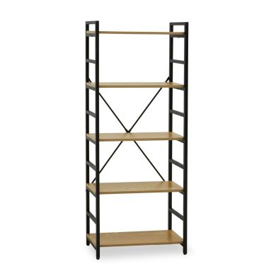Laxton 5 Tier Wooden Shelving Unit In Light Yellow