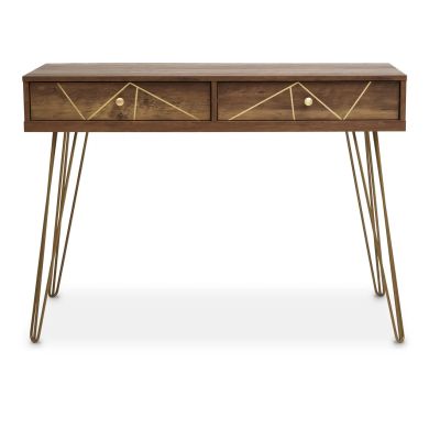 Flori Wooden Console Table With 2 Drawers In Brown