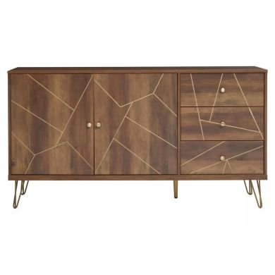 Flori Wooden Sideboard With 2 Doors And 3 Drawers In Brown