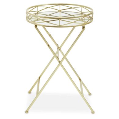 Jolie Round Side Table With Gold Tray Metal Frame