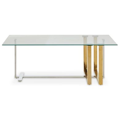 Alvea Clear Glass Coffee Table With Gold And Silver Frame