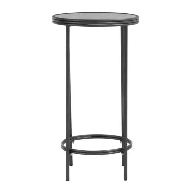 Xania Round Antique Mirrored Glass Side Table In Monochrome Hues