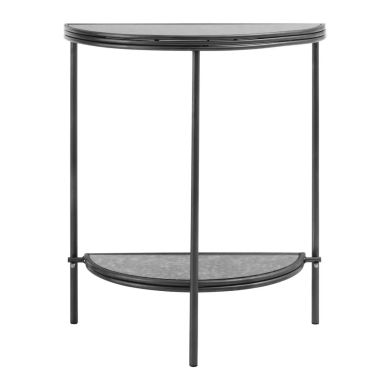 Xania Semi Circle Antique Mirrored Glass Console Table In Monochrome Hues
