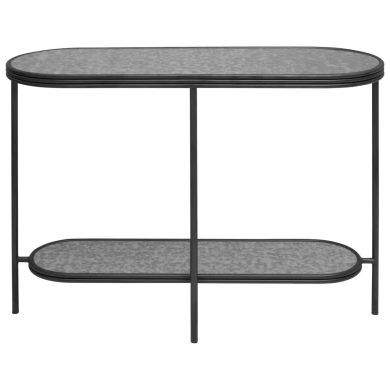 Xania Rectangular Antique Mirrored Glass Console Table In Monochrome Hues