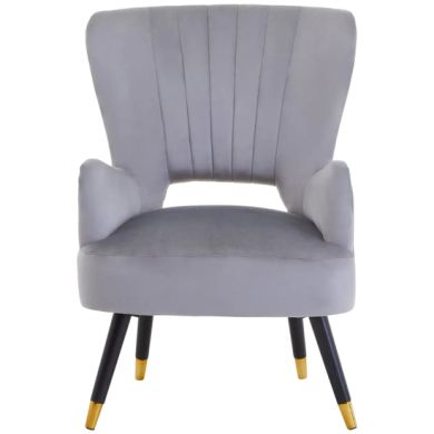 Loretta Velvet Cut Out Back Bedroom Chair In Grey