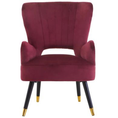 Loretta Velvet Cut Out Back Bedroom Chair In Wine